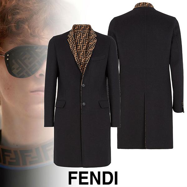 FENDI スリムフィット ブラック ウール ロング コート100903